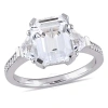 AMOUR AMOUR 5 1/5 CT TGW WHITE TOPAZ AND DIAMOND ACCENT ESTATE RING IN STERLING SILVER