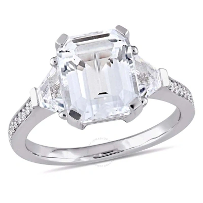 Amour 5 1/5 Ct Tgw White Topaz And Diamond Accent Estate Ring In Sterling Silver