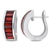 Amour 5 1/6 Ct Tgw Garnet Hoop Earrings In Sterling Silver In White