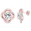 Amour 5 1/7 Ct Tgw White Topaz Spiral Earrings In Rose Plated Sterling Silver In Pink