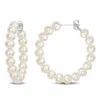 Amour 5-5.5mm Freshwater Cultured Pearl Hoop Earrings In Sterling Silver In White
