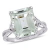 AMOUR AMOUR 5 5/8 CT TGW EMERALD CUT GREEN QUARTZ AND WHITE TOPAZ TWIST RING IN STERLING SILVER