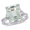 Amour 5 5/8 Ct Tgw Emerald Cut Green Quartz And White Topaz Twist Ring In Sterling Silver In White