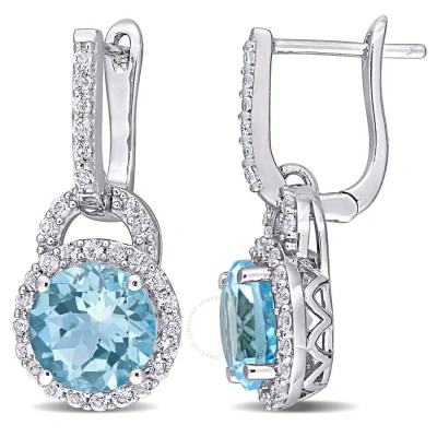 Amour 5 5/8 Ct Tgw White Topaz And Sky-blue Topaz Earrings In Sterling Silver