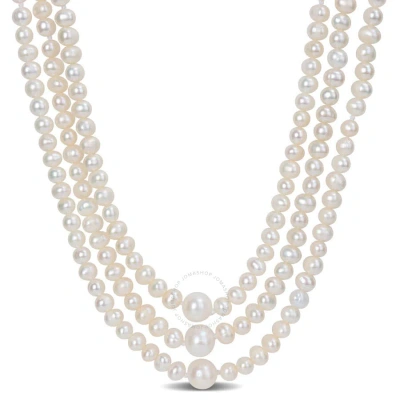 Amour 5-6mm & 8-8.5mm Freshwater Cultured Pearl Endless Necklace In White