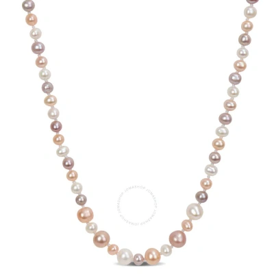 Amour 5-6mm & 8-8.5mm Multi-color Freshwater Cultured Pearl Endless Necklace In White