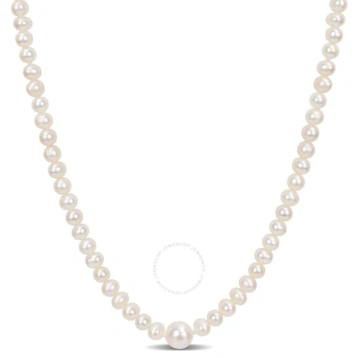 Amour 5-6mm & 9-10mm Freshwater Cultured Pearl Endless Necklace In White