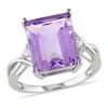 AMOUR AMOUR 5 7/8 CT TGW EMERALD CUT AMETHYST WHITE TOPAZ RING IN STERLING SILVER
