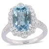 AMOUR AMOUR 5 7/8 CT TGW SKY-BLUE TOPAZ AND WHITE TOPAZ HALO COCKTAIL RING IN STERLING SILVER