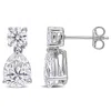 Amour Sterling Silver 5 Ct Dew Created Moissanite Two-stone Earrings In White