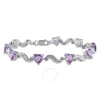 AMOUR AMOUR 5 CT TGW AMETHYST AND DIAMOND HEART S-LINK BRACELET IN STERLING SILVER