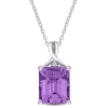 AMOUR AMOUR 5 CT TGW OCTAGON AMETHYST AND WHITE TOPAZ PENDANT WITH CHAIN IN STERLING SILVER