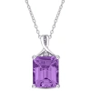 Amour 5 Ct Tgw Octagon Amethyst And White Topaz Pendant With Chain In Sterling Silver In White