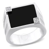 AMOUR AMOUR 5 CT TGW SQUARE BLACK ONYX AND DIAMOND ACCENT MEN'S RING IN STERLING SILVER
