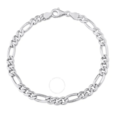 Amour 5.5mm Figaro Chain Bracelet In Sterling Silver In White