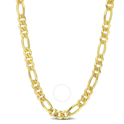 Amour 5.5mm Figaro Chain Necklace In Yellow Plated Sterling Silver In Gray