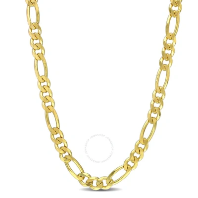 Amour 5.5mm Figaro Chain Necklace In Yellow Plated Sterling Silver In Gold