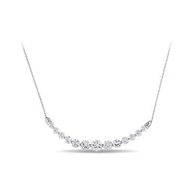 Pre-owned Amour 5.07 Ct Tgw Created White Sapphire Necklace In 10k White Gold