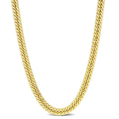 Pre-owned Amour 5.5mm Double Curb Link Chain Necklace In Yellow Plated Sterling Silver, 24