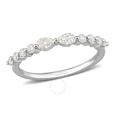 Amour 5/8 Ct Dew Created Moissanite Semi-eternity Ring In Sterling Silver In Metallic