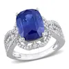 AMOUR AMOUR 5/8 CT DIAMOND TW AND 8 1/10 CT TGW BLUE SAPPHIRE RING IN 14K WHITE GOLD