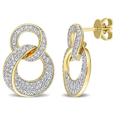 Pre-owned Amour 5/8 Ct Tdw Diamond Open Design Geometric Earrings In 14k Yellow Gold