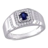 Amour 5/8 Ct Tgw Created Blue Sapphire And Created White Sapphire Men's Ring In Sterling Silver In White