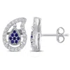 AMOUR AMOUR 5/8 CT TGW CREATED BLUE SAPPHIRE AND WHITE TOPAZ TEARDROP EARRINGS IN STERLING SILVER