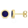 Amour 5/8 Ct Tgw Lapis Stud Earrings In Yellow Plated Sterling Silver In Yellow