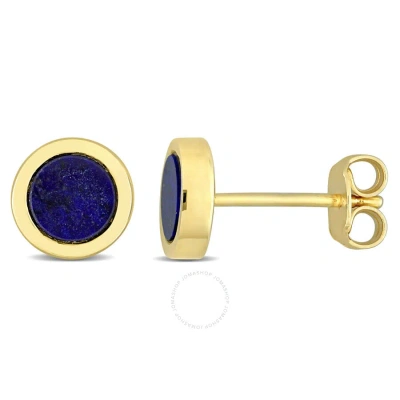 Amour 5/8 Ct Tgw Lapis Stud Earrings In Yellow Plated Sterling Silver