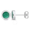 Amour 5/8 Ct Tgw Malachite Stud Earrings In Sterling Silver In White