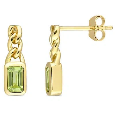 Pre-owned Amour 5/8 Ct Tgw Octagon Peridot Link Drop Earrings In 10k Yellow Gold