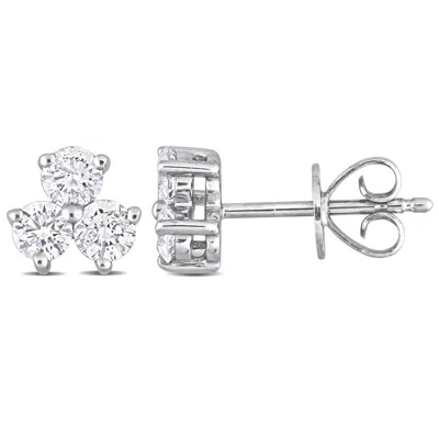 Amour 5/8 Ct Tw Diamond 3-stone Stud Earrings In Platinum In White