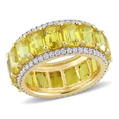 Pre-owned Amour 5/8 Ct Tw Diamond And 10 1/2 Ct Tgw Yellow Sapphire Eternity Ring In 14k