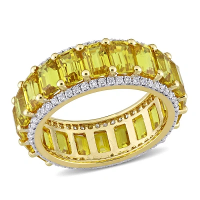 Amour 5/8 Ct Tw Diamond And 10 1/2 Ct Tgw Yellow Sapphire Eternity Ring In 14k Yellow Gold