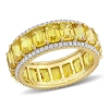 AMOUR AMOUR 5/8 CT TW DIAMOND AND 10 1/2 CT TGW YELLOW SAPPHIRE ETERNITY RING IN 14K YELLOW GOLD