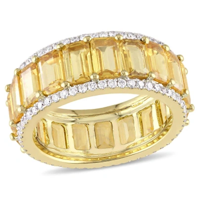 Amour 5/8 Ct Tw Diamond And 10 1/2 Ct Tgw Yellow Sapphire Eternity Ring In 14k Yellow Gold
