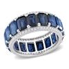 AMOUR AMOUR 5/8 CT TW DIAMOND AND 11 7/8 CT TGW DARK BLUE SAPPHIRE ETERNITY RING IN 14K WHITE GOLD