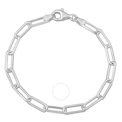 Amour 5mm Diamond Cut Paperclip Chain Bracelet In Sterling Silver In White
