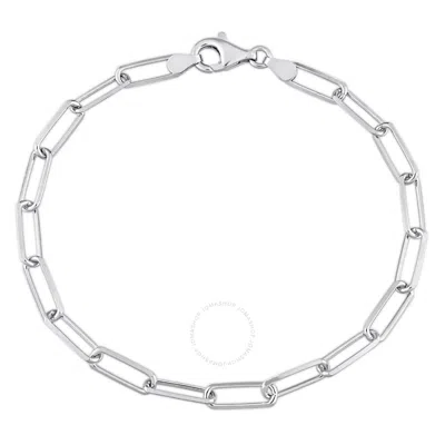 Amour 5mm Diamond Cut Paperclip Chain Bracelet In Sterling Silver In Metallic