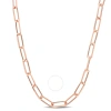 Amour 5mm Diamond Cut Paperclip Chain Necklace In Rose Plated Sterling Silver In Rose Gold-tone