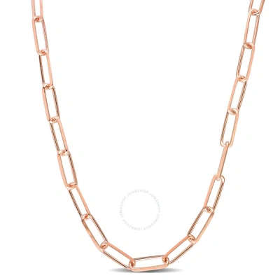 Amour 5mm Diamond Cut Paperclip Chain Necklace In Rose Plated Sterling Silver In Gold
