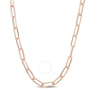 Amour 5mm Diamond Cut Paperclip Chain Necklace In Rose Plated Sterling Silver In Rose Gold-tone