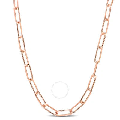 Amour 5mm Diamond Cut Paperclip Chain Necklace In Rose Plated Sterling Silver In Gold