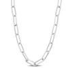 Amour Diamond Cut Paperclip Chain Necklace In Sterling Silver In White