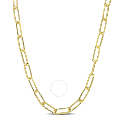 Amour 5mm Diamond Cut Paperclip Chain Necklace In Yellow Plated Sterling Silver