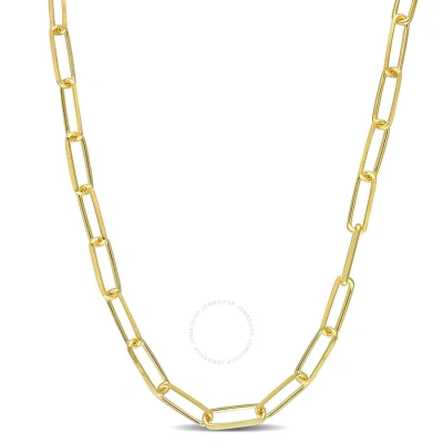 Amour 5mm Diamond Cut Paperclip Chain Necklace In Yellow Plated Sterling Silver In Gold