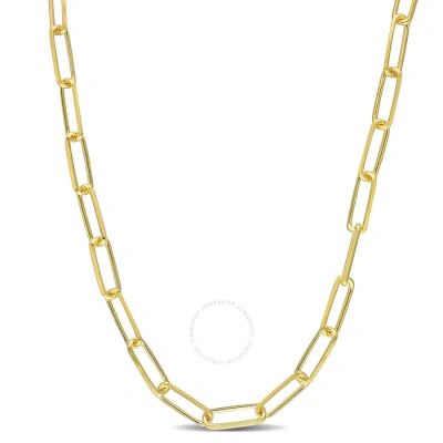 Amour 5mm Diamond Cut Paperclip Chain Necklace In Yellow Plated Sterling Silver
