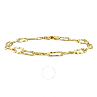Amour 5mm Fancy Paperclip Chain Bracelet In Yellow Plated Sterling Silver