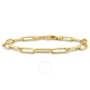 Amour 5mm Paperclip Chain Bracelet In Yellow Plated Sterling Silver 7.5 In In Yellow